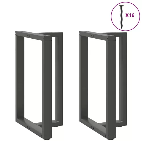  2 db antracitszürke T-alakú acél bárasztalláb 60x35x(90-91) cm