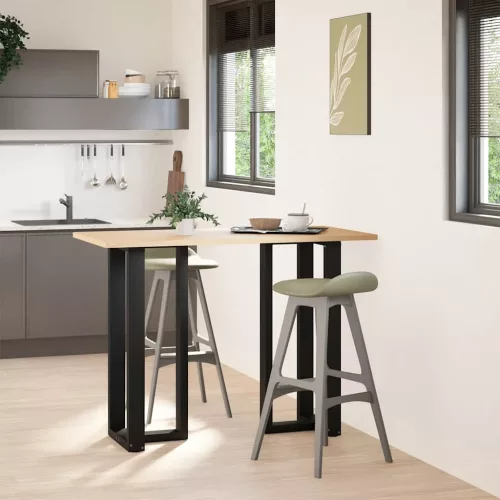  2 db fekete, T-alakú acél bárasztalláb 40x35x(100-101) cm