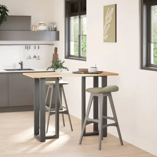  2 db antracitszürke T-alakú acél bárasztalláb 40x35x(100-101) cm
