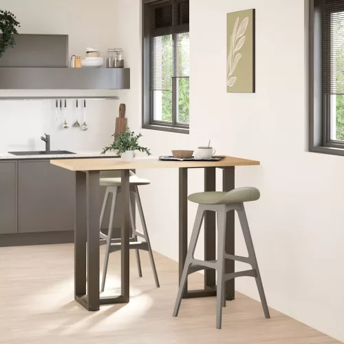  2 db fekete, T-alakú acél bárasztalláb 40x35x(100-101) cm