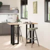  2 db fekete, T-alakú acél bárasztalláb 50x35x(100-101) cm
