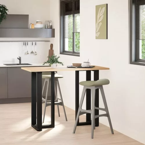  2 db fekete, T-alakú acél bárasztalláb 50x35x(100-101) cm