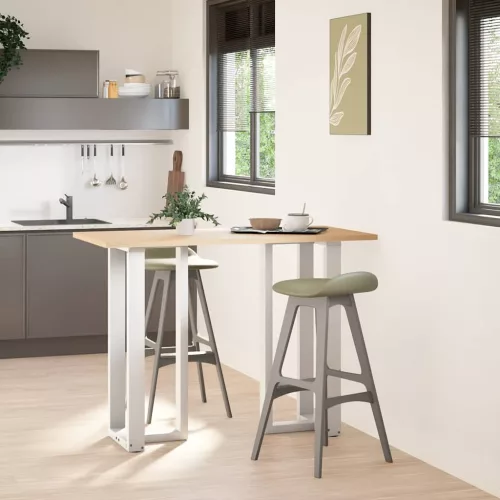  2 db fehér, T-alakú acél bárasztalláb 50x35x(100-101) cm