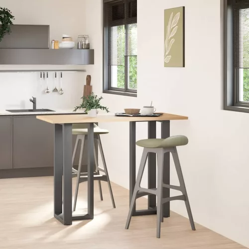  2 db antracitszürke T-alakú acél bárasztalláb 50x35x(100-101) cm