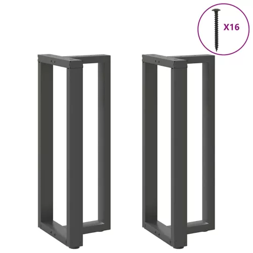  2 db antracitszürke T-alakú acél bárasztalláb 50x35x(100-101) cm