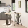  2 db fekete, T-alakú acél bárasztalláb 50x35x(100-101) cm