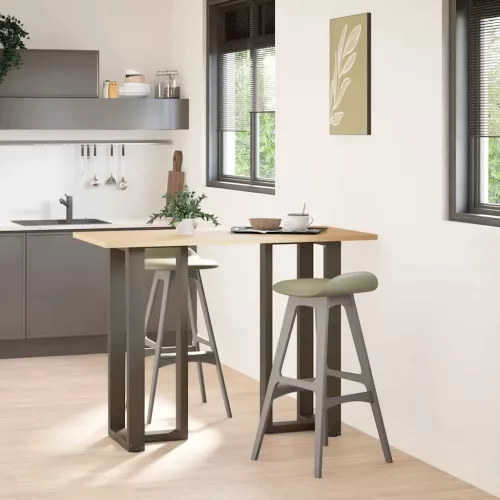  2 db fekete, T-alakú acél bárasztalláb 50x35x(100-101) cm