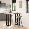  2 db fekete, T-alakú acél bárasztalláb 60x35x(100-101) cm