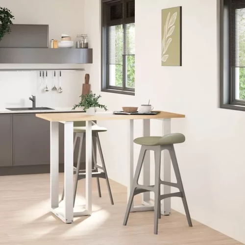 2 db fehér, T-alakú acél bárasztalláb 60x35x(100-101) cm