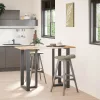  2 db antracitszürke T-alakú acél bárasztalláb 60x35x(100-101) cm