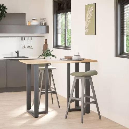  2 db antracitszürke T-alakú acél bárasztalláb 60x35x(100-101) cm