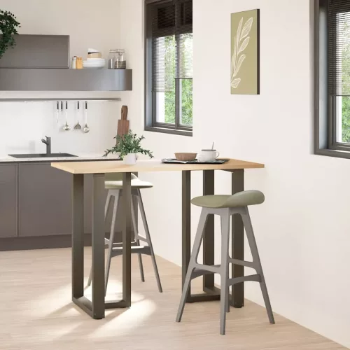  2 db fekete, T-alakú acél bárasztalláb 60x35x(100-101) cm