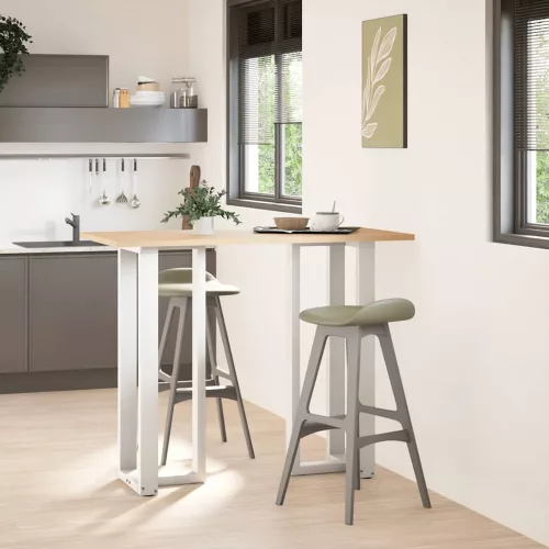  2 db T-alakú bárasztalláb, fehér, 40x35x(110-111) cm, acél