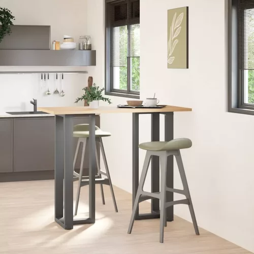  2 db antracitszürke T-alakú acél bárasztalláb 40x35x(110-111) cm
