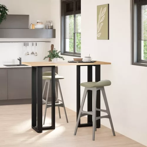  2 db fekete, T-alakú acél bárasztalláb 50x35x(110-111) cm