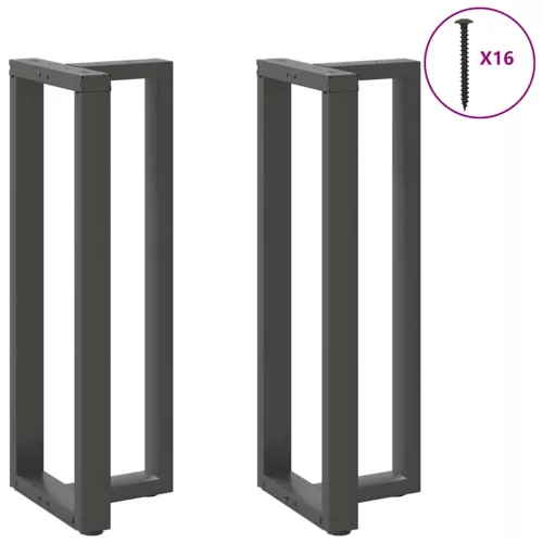  2 db antracitszürke T-alakú acél bárasztalláb 50x35x(110-111) cm