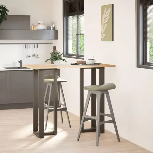  2 db fekete, T-alakú acél bárasztalláb 50x35x(110-111) cm