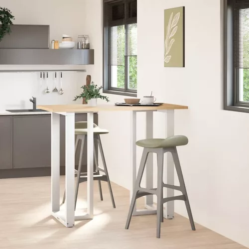  2 db T-alakú bárasztalláb, fehér, 60x35x(110-111) cm, acél