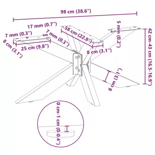  pók alakú dohányzóasztal láb fehér 98x58x(42-43) cm acél