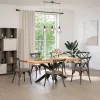  étkezőasztal pók alakú fekete acél láb 150x78x(72-73) cm