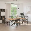  étkezőasztal pók alakú fekete acél láb 150x78x(72-73) cm