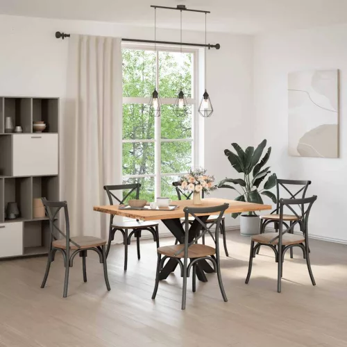  étkezőasztal pók alakú fekete acél láb 85x85x(72-73) cm