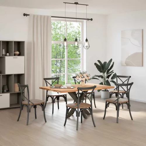  étkezőasztal pók alakú fekete acél láb 85x85x(72-73) cm