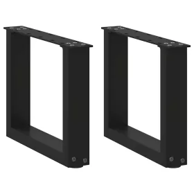    2 db U alakú dohányzóasztal láb fekete 40 x (30-31) cm acél dohányzóasztal láb