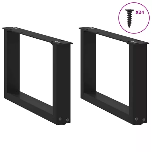  2 db fekete, U alakú acél dohányzóasztal láb 50 x (30-31) cm