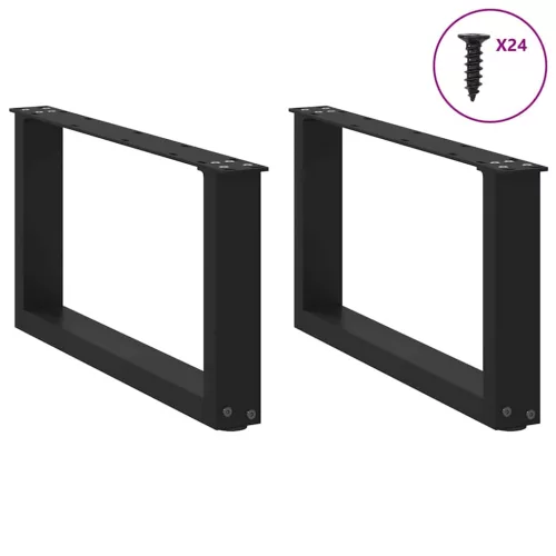  2 db U alakú dohányzóasztal láb fekete 60 x (30-31) cm acél dohányzóasztal láb