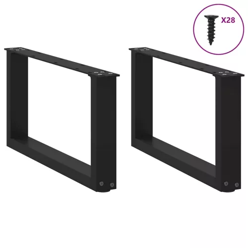  2 db U alakú dohányzóasztal láb fekete 70 x (30-31) cm acél dohányzóasztal láb