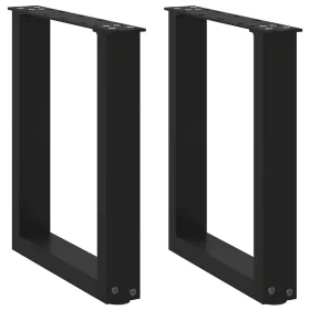    2 db U alakú dohányzóasztal láb fekete 28 x (42-43) cm acél dohányzóasztal láb