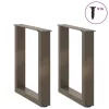  2 db U alakú natúr acél dohányzóasztal láb 28 x (42-43) cm