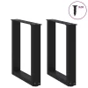  2 db fekete, U alakú acél dohányzóasztal láb 38x(42-43) cm