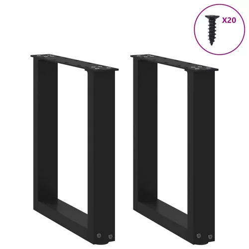  2 db fekete, U alakú acél dohányzóasztal láb 38x(42-43) cm