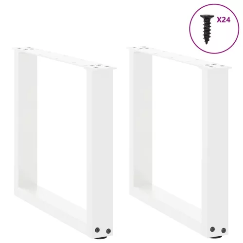  2 db U alakú dohányzóasztal láb fehér 50 x (42-43) cm acél dohányzóasztalhoz