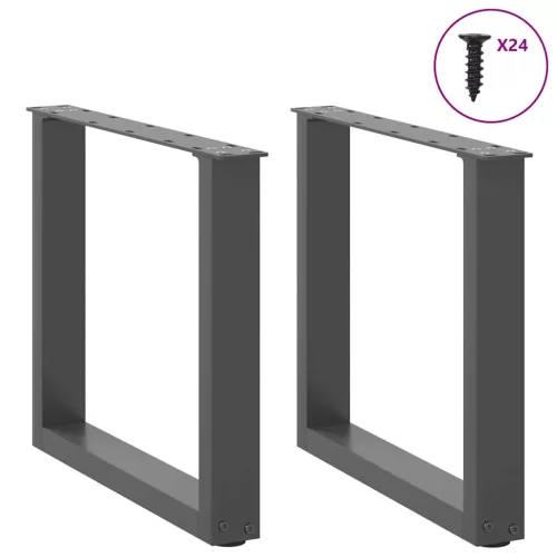  2 db antracitszürke, U alakú acél dohányzóasztal láb 50 x (42-43) cm