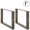  2 db U alakú natúr acél dohányzóasztal láb 60x(42-43) cm