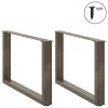  2 db U alakú natúr acél dohányzóasztal láb 70 x (42-43) cm