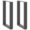  2 db antracitszürke, U alakú acél étkezőasztal láb 50 x (72-73) cm