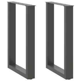    2 db antracitszürke, U alakú acél étkezőasztal láb 50 x (72-73) cm