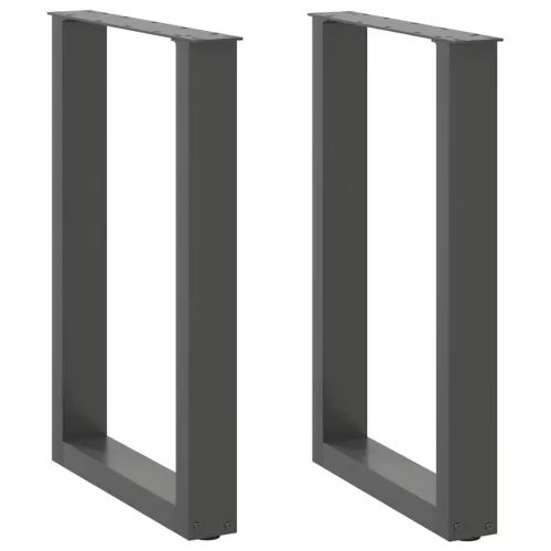  2 db antracitszürke, U alakú acél étkezőasztal láb 50 x (72-73) cm