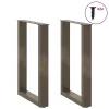  2 db U alakú étkezőasztal láb natúr acél 50x(72-73) cm