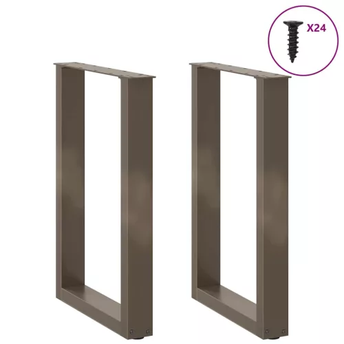  2 db U alakú étkezőasztal láb natúr acél 50x(72-73) cm