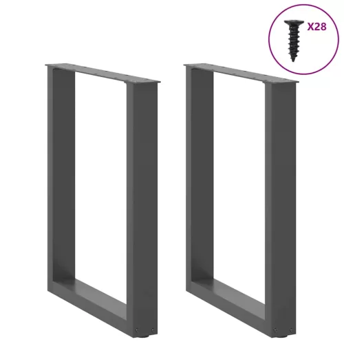  2 db antracitszürke, U alakú étkezőasztal láb 70 x (72-73) cm acél