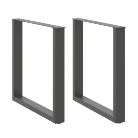    2 db antracitszürke, U alakú acél étkezőasztal láb 90 x (72-73) cm