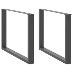    2 db antracitszürke, U alakú étkezőasztal láb 100 x (72-73) cm acél