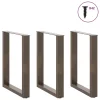 3 db U alakú étkezőasztal láb natúr acélból 70 x (72-73) cm