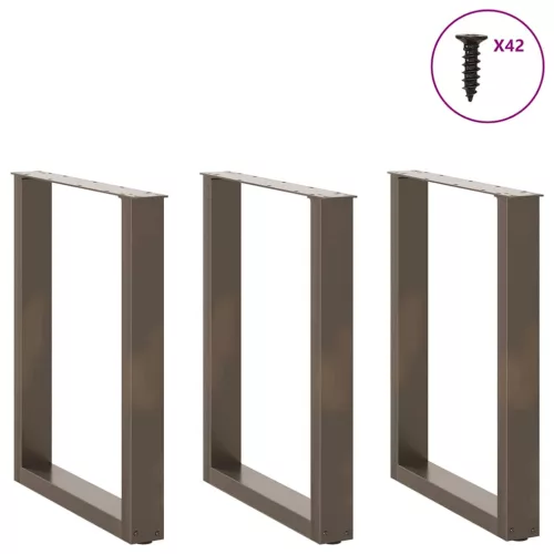  3 db U alakú étkezőasztal láb natúr acélból 70 x (72-73) cm