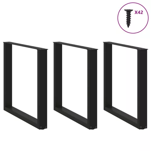  3 db U alakú étkezőasztal láb fekete 80 x (72-73) cm acél étkezőasztal láb